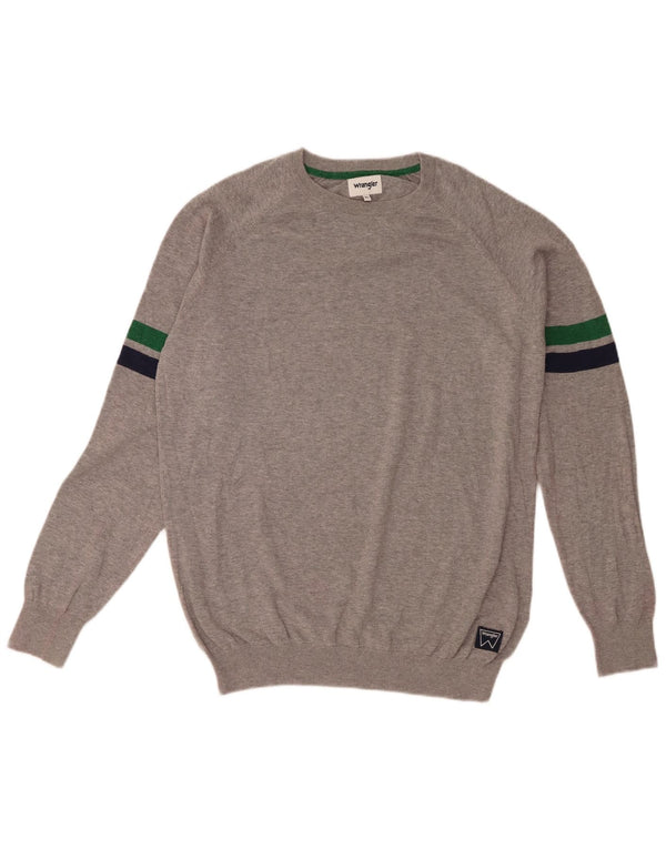 Wrangler Mens Crew Neck Jumper Sweater XL Grey Colourblock Cotton