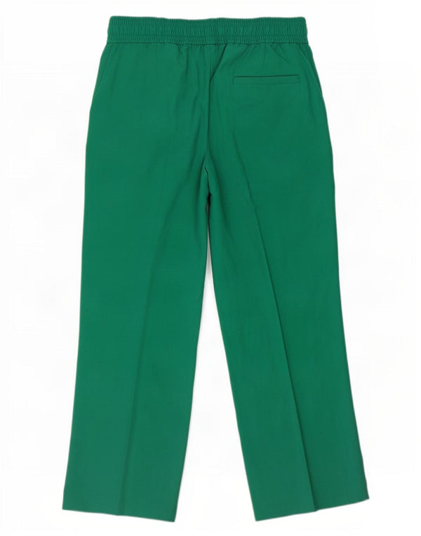 Marks & Spencer Womens Wide Leg Chino Trousers UK 12 Medium W30 L29 Green