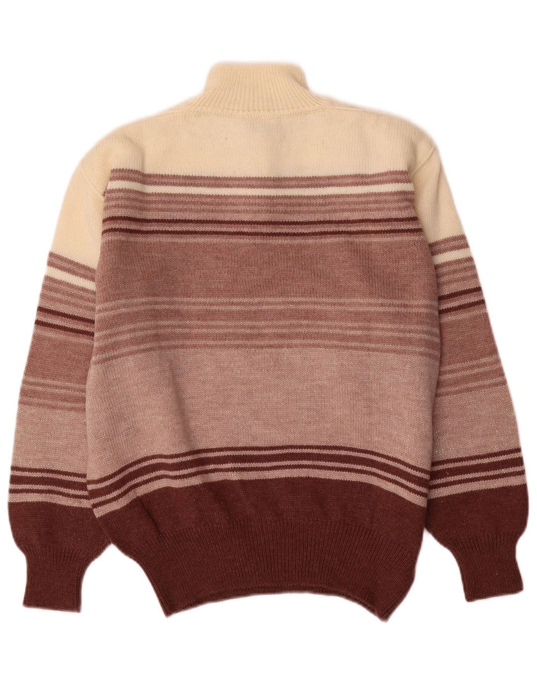 MARIEDDA Womens Button Neck Jumper Sweater UK 16 Large Brown Striped