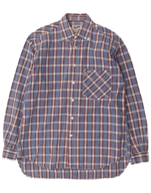Gas Mens Shirt Small Blue Check Cotton