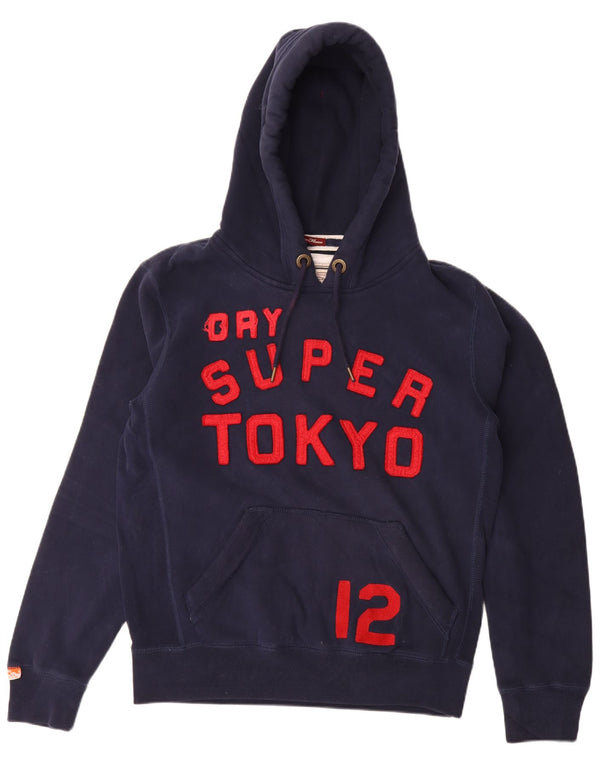 Superdry Mens Graphic Hoodie Jumper XL Navy Blue Cotton
