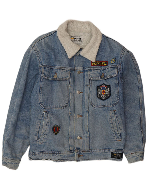 POP 84 Mens Denim Sherpa Jacket UK 38 Medium Blue