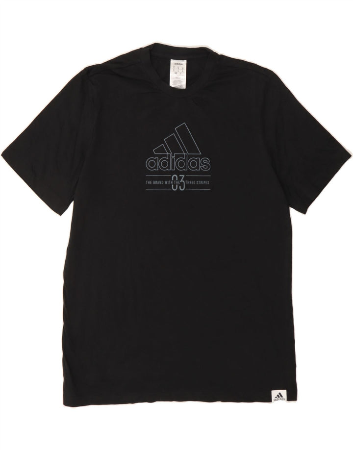 ADIDAS Mens Graphic T-Shirt Top Medium Black Cotton Vintage Adidas and Second-Hand Adidas from Messina Hembry 