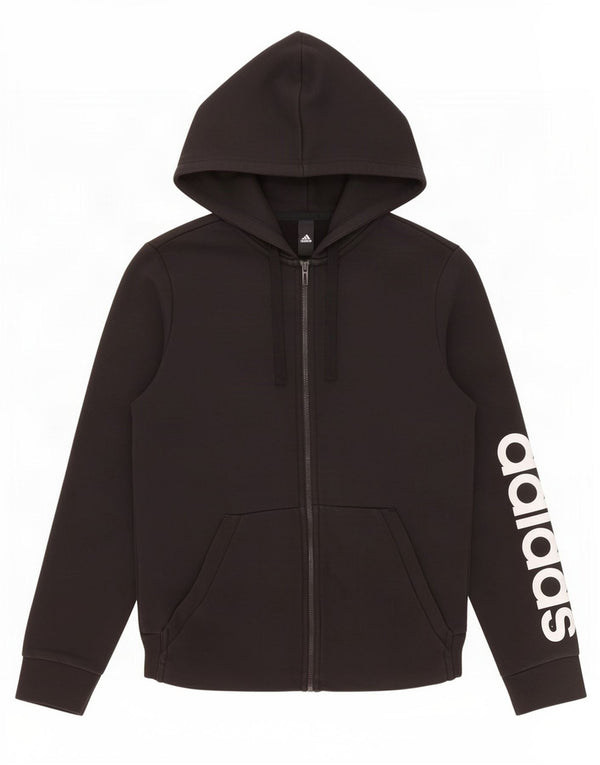 Adidas Womens Graphic Zip Hoodie Sweater UK 12/14 Medium Black Cotton