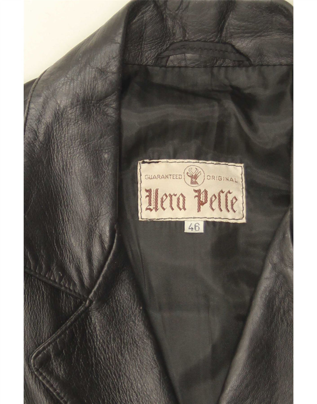 Vintage Womens 3 Button Leather Blazer Jacket IT 46 Large Black Leather