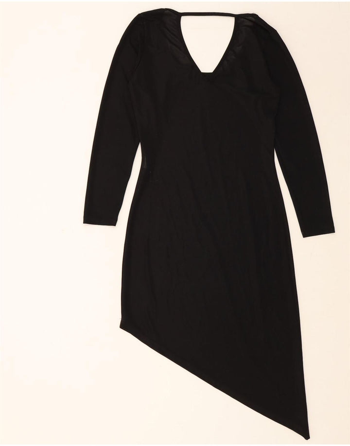 ROMAN'S Womens Long Sleeve Asymmetrical Dress UK 12 Medium Black Polyester Vintage Roman's and Second-Hand Roman's from Messina Hembry 