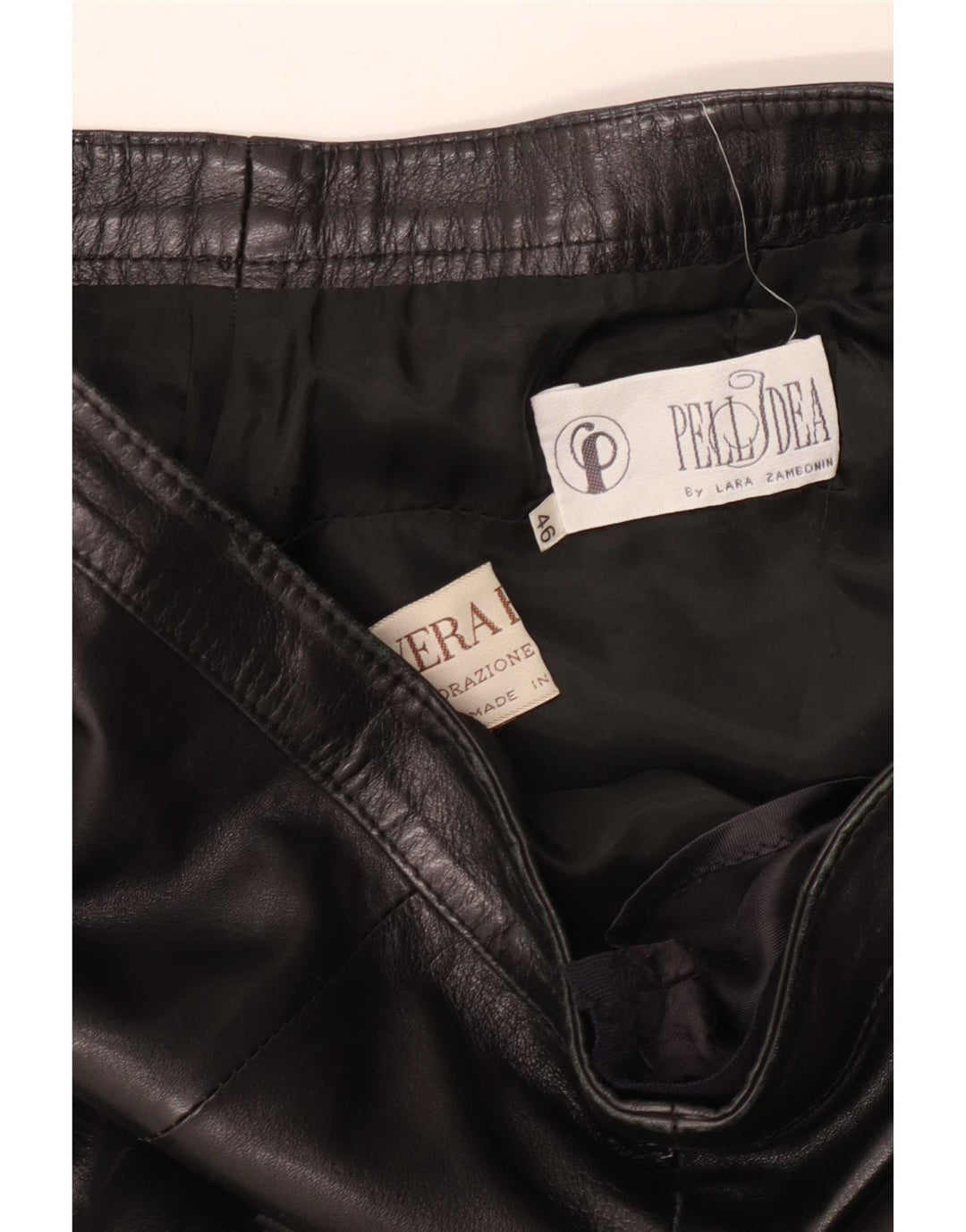 Vintage Womens Leather Skirt IT 46 Large W30 Black