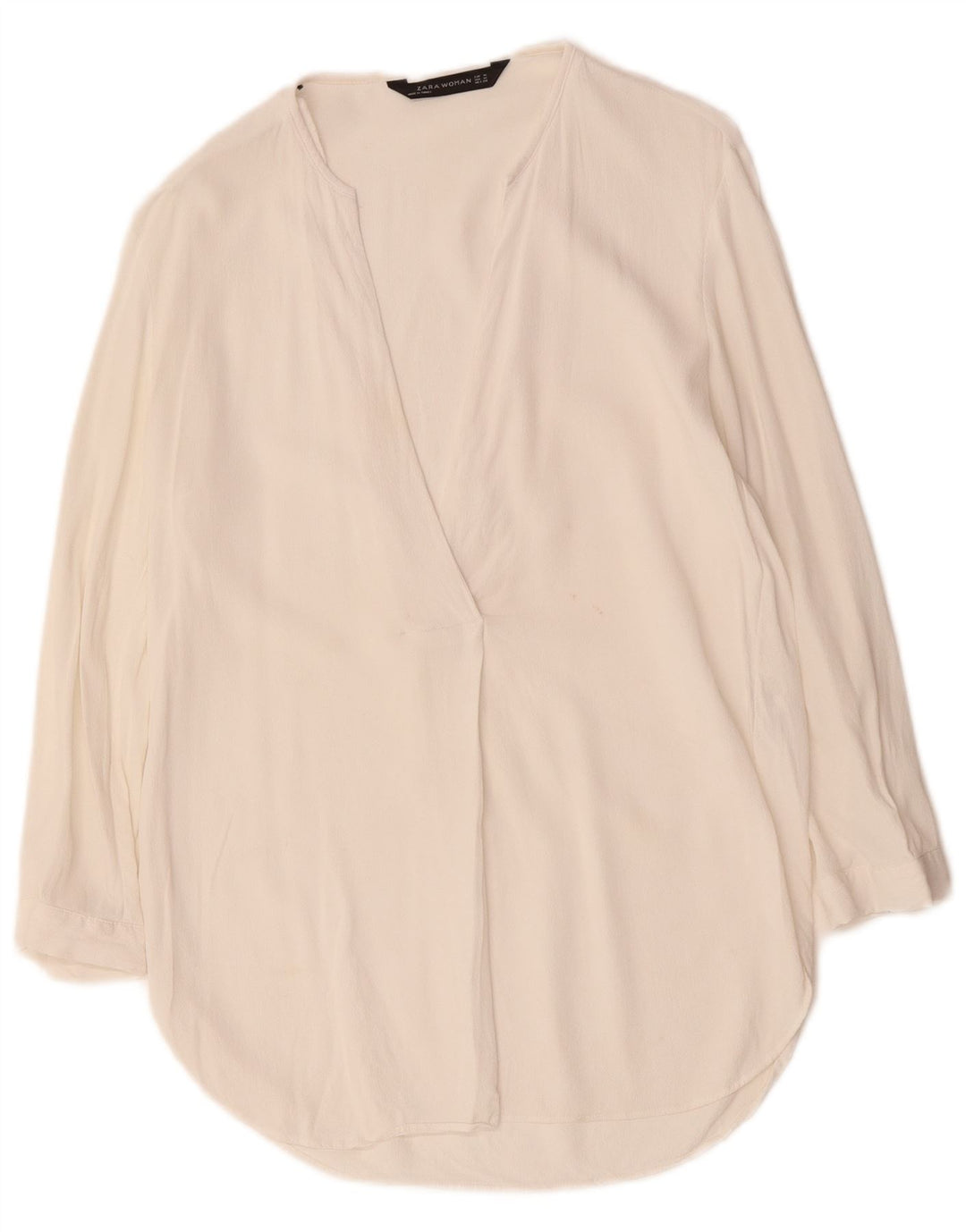 ZARA Womens 3/4 Sleeve Blouse Top UK 14 Medium White Viscose