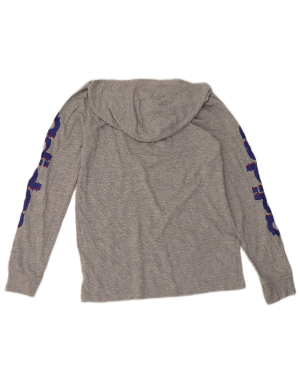 Adidas Boys Hooded Graphic Top Long Sleeve 14-15 Years Large Grey Cotton