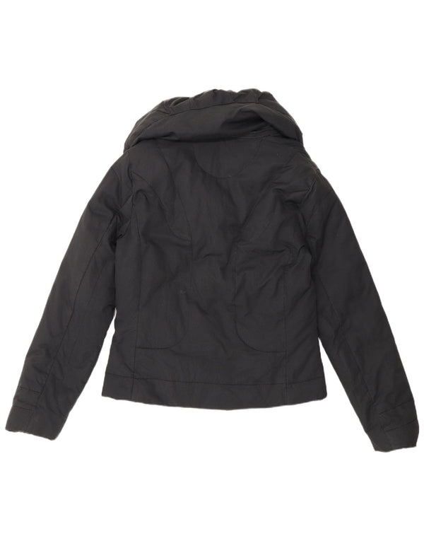 Benetton Womens Hooded Padded Jacket UK 12 Medium Black