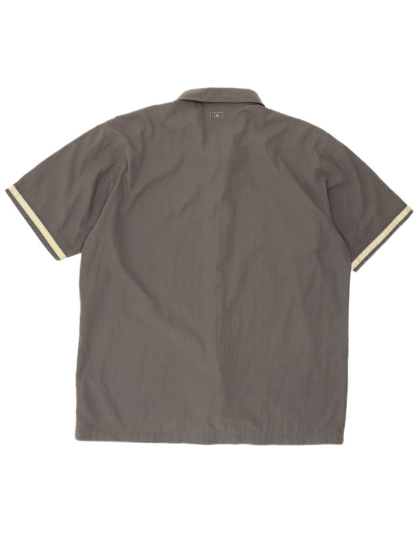 ADIDAS Mens Short Sleeve Shirt UK 44 /46 Large Grey Cotton