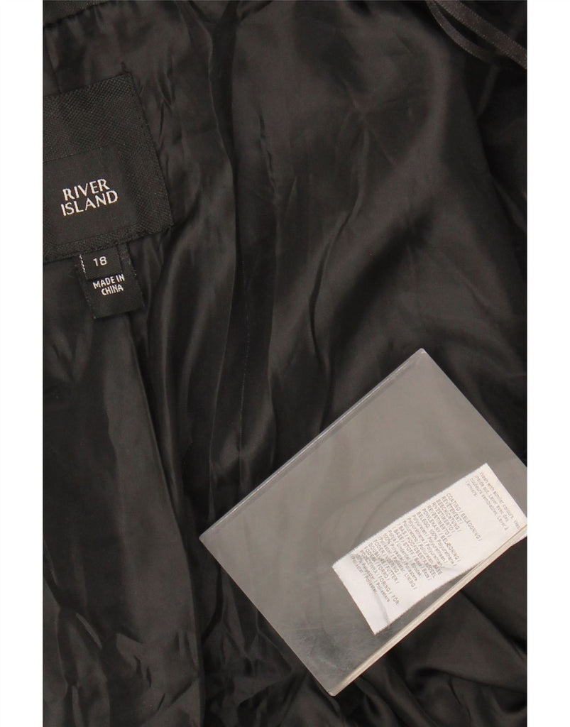 RIVER ISLAND Womens Crop Faux Leather Jacket UK 18 XL Black Polyurethane Vintage River Island and Second-Hand River Island from Messina Hembry 