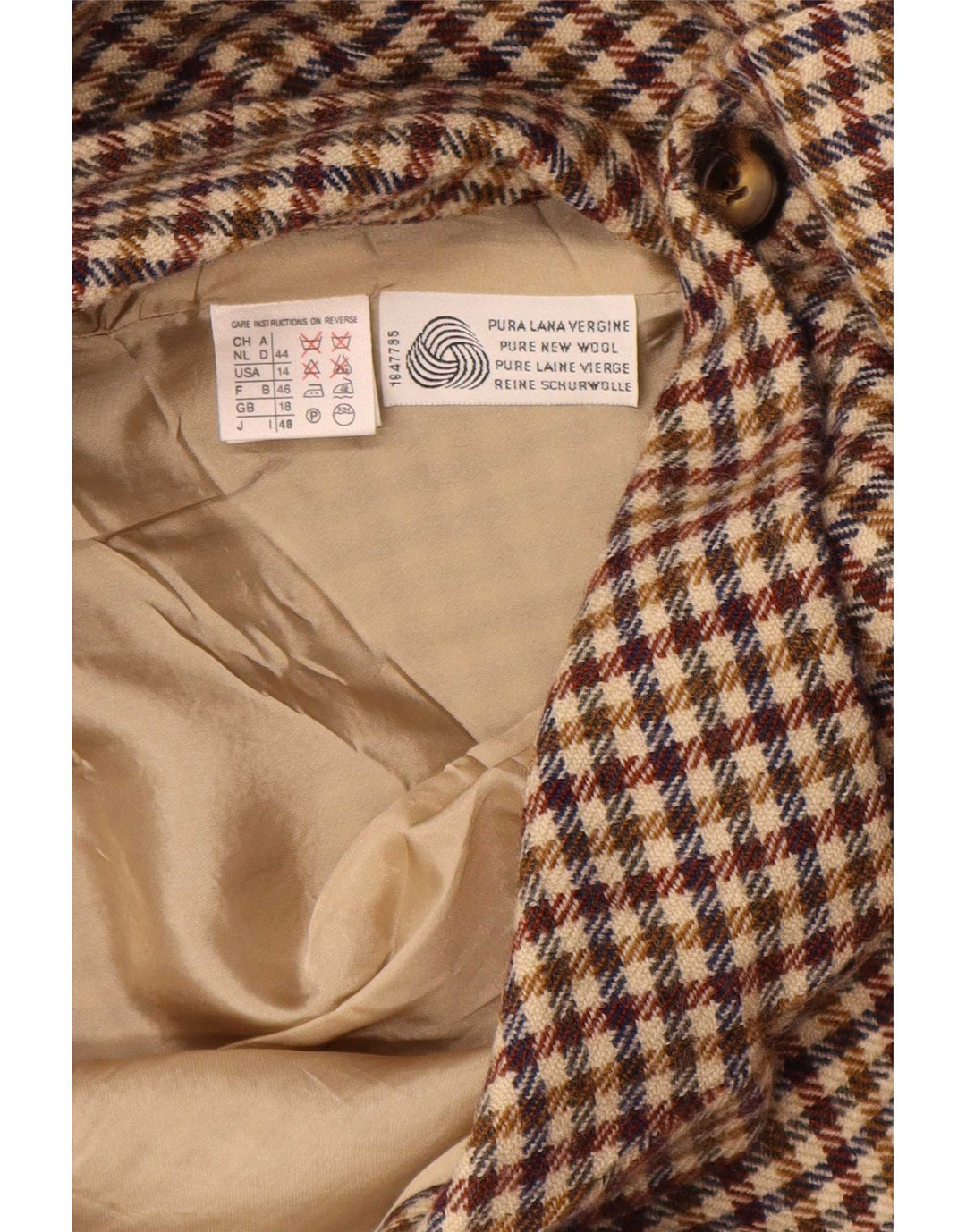 Marella Womens 3 Button Blazer Jacket UK 18 XL Brown Houndstooth New Wool