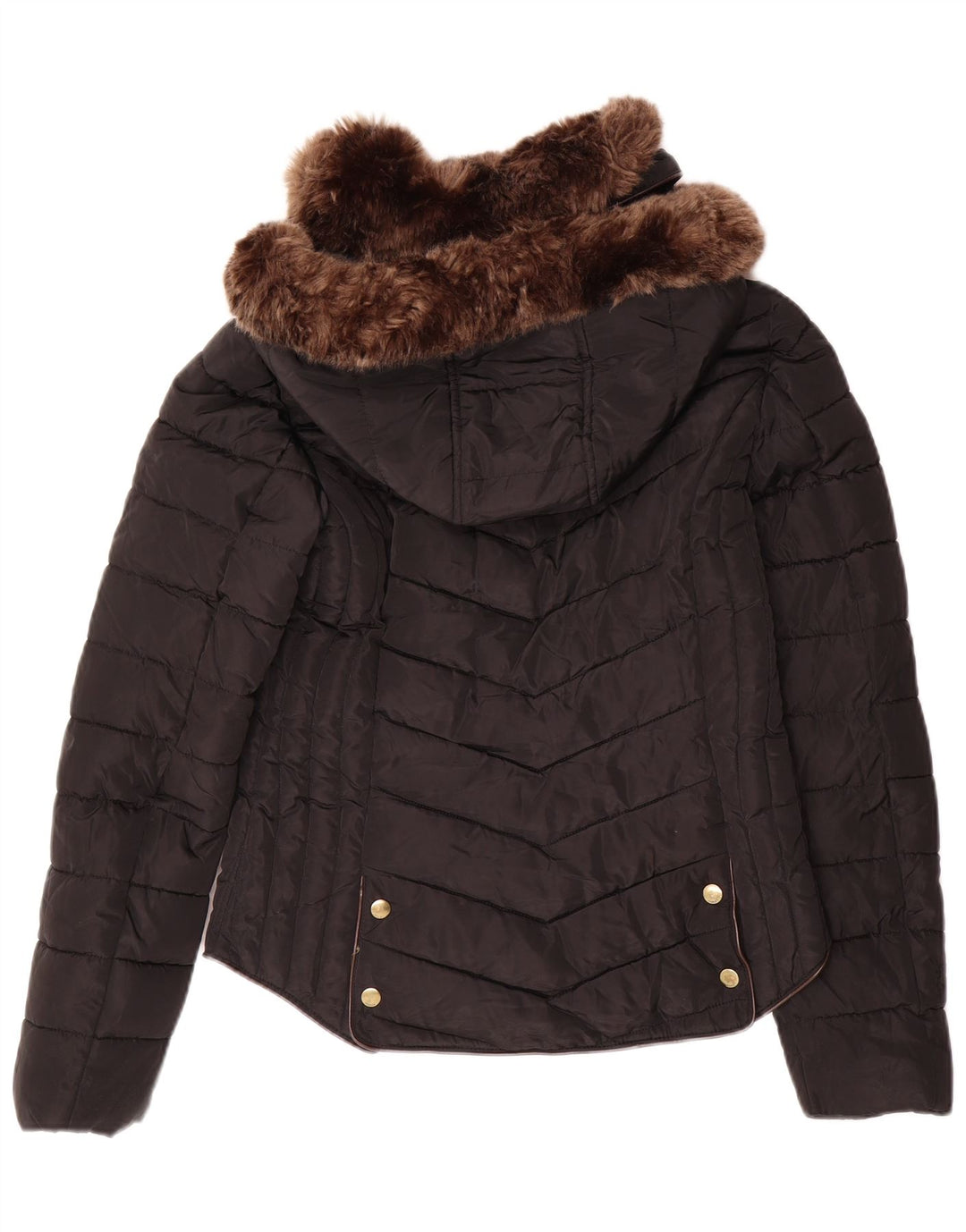 Joules Womens Hooded Padded Jacket UK 10 Small Black Polyester