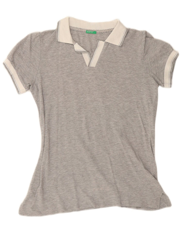 BENETTON Womens Polo Shirt UK 14 Medium Grey