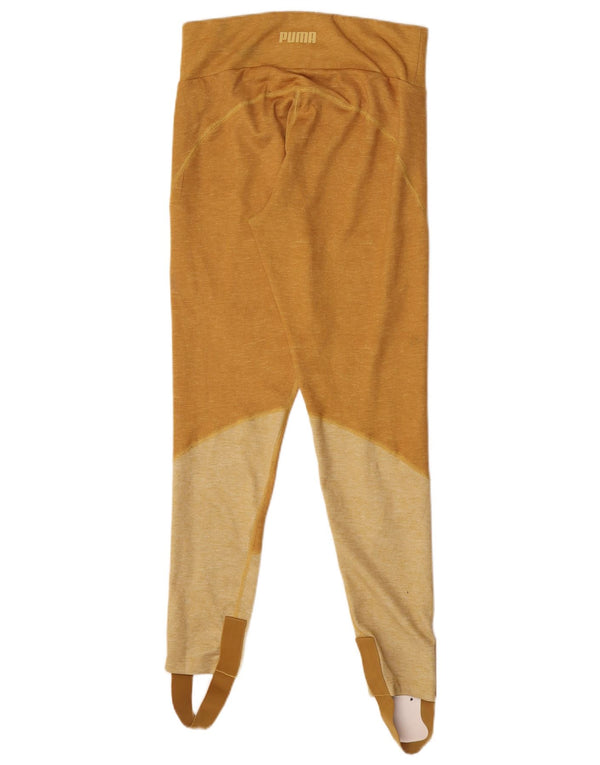 Puma Womens Stirrup Leggings UK 14 Large  Yellow Colourblock Polyester