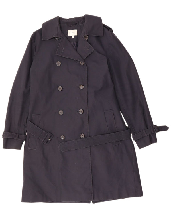 WAREHOUSE Womens Trench Coat UK 16 Large Navy Blue Polyester