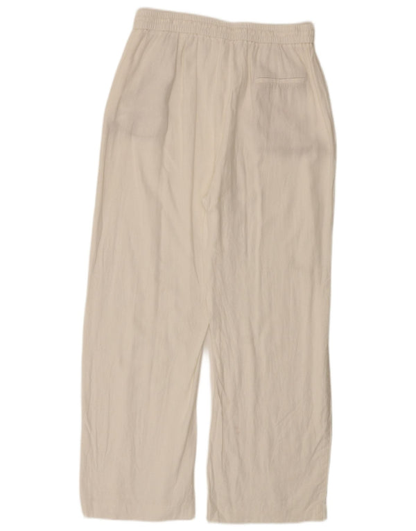 Zara Womens Wide Leg Casual Trousers Large W30 L28 White Viscose