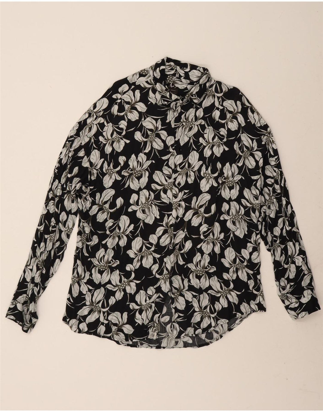 Zara Mens Slim Fit Shirt Large Black Floral