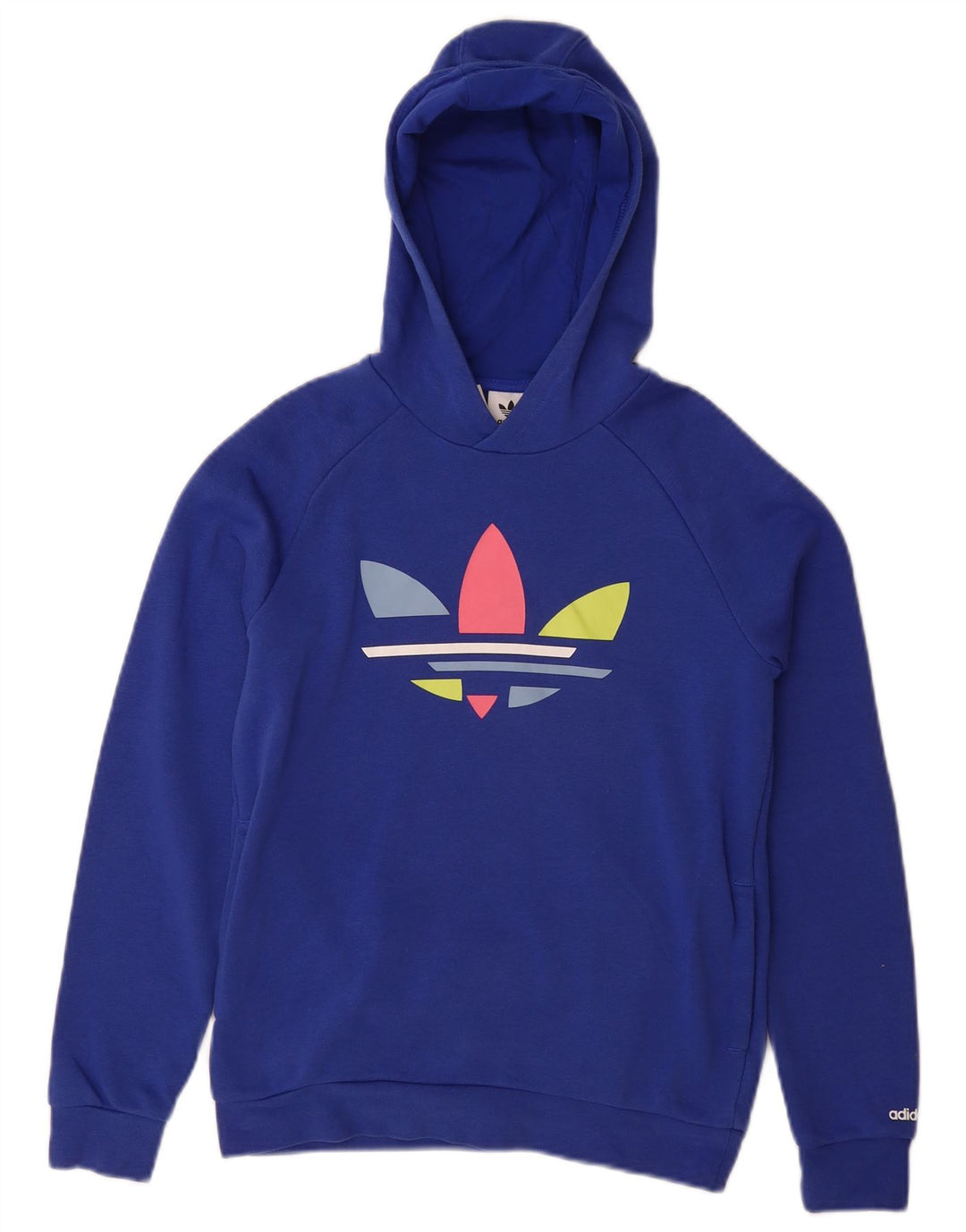 ADIDAS Girls Graphic Hoodie Jumper 11-12 Years Blue Cotton