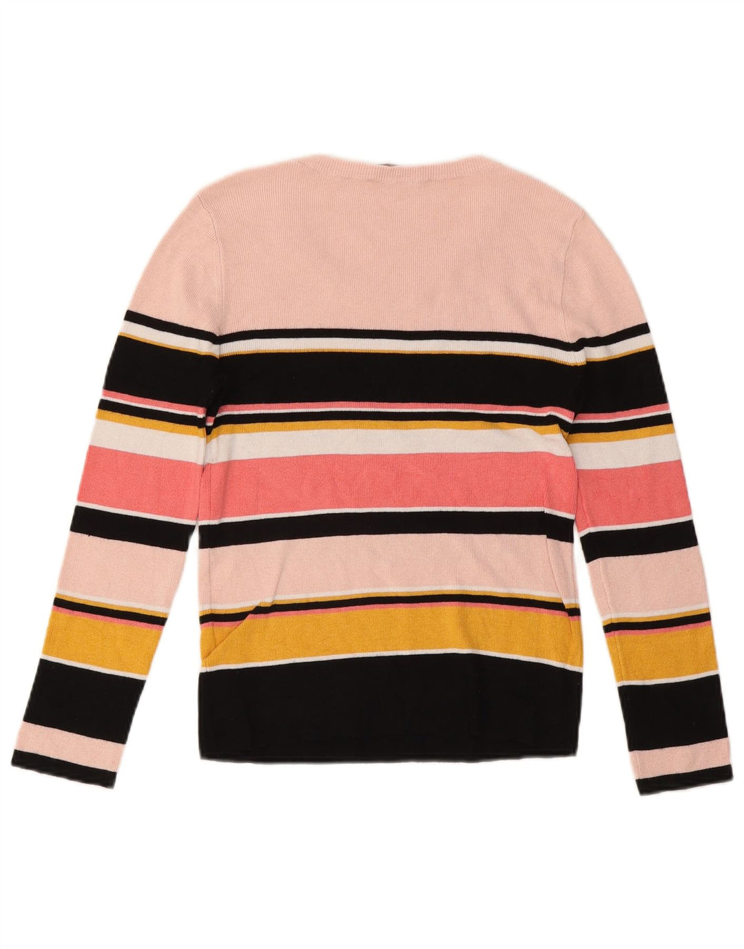 Oasis Womens Top Long Sleeve UK 12 Medium Pink Striped Viscose