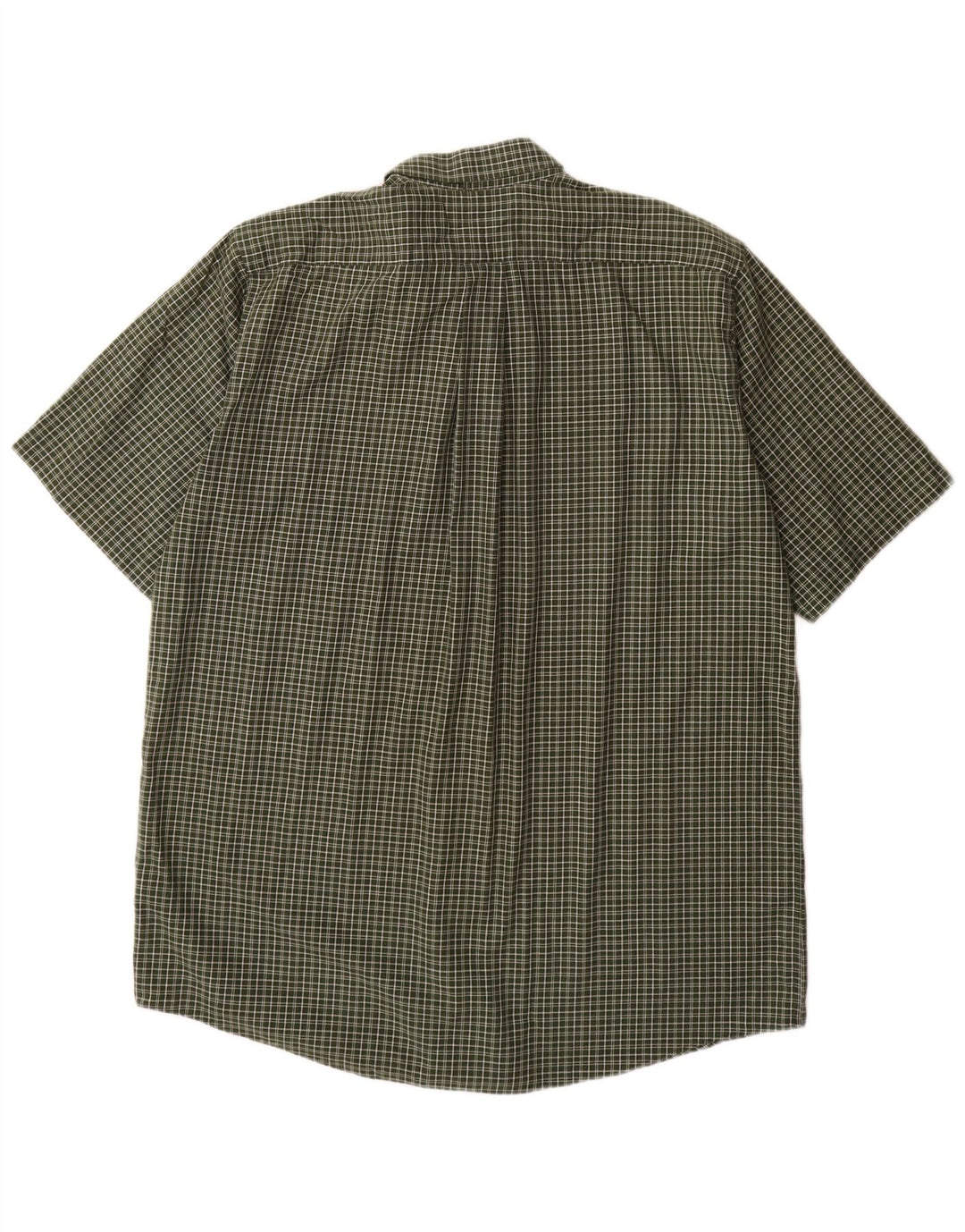 L.L.BEAN Mens Tall Short Sleeve Shirt Large Khaki Check Cotton
