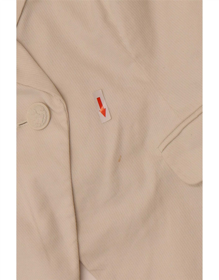 Guess Womens Sleeveless 1 Button Blazer Jacket UK 16 Large White Cotton