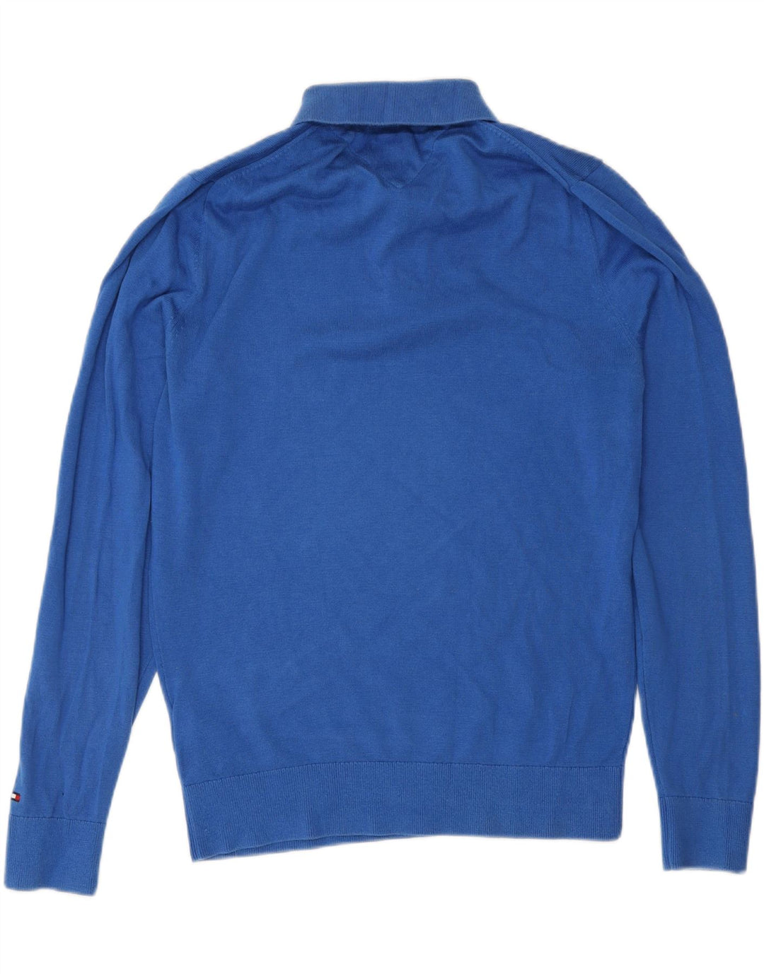 Tommy Hilfiger Mens Polo Neck Jumper Sweater Small Blue Cotton