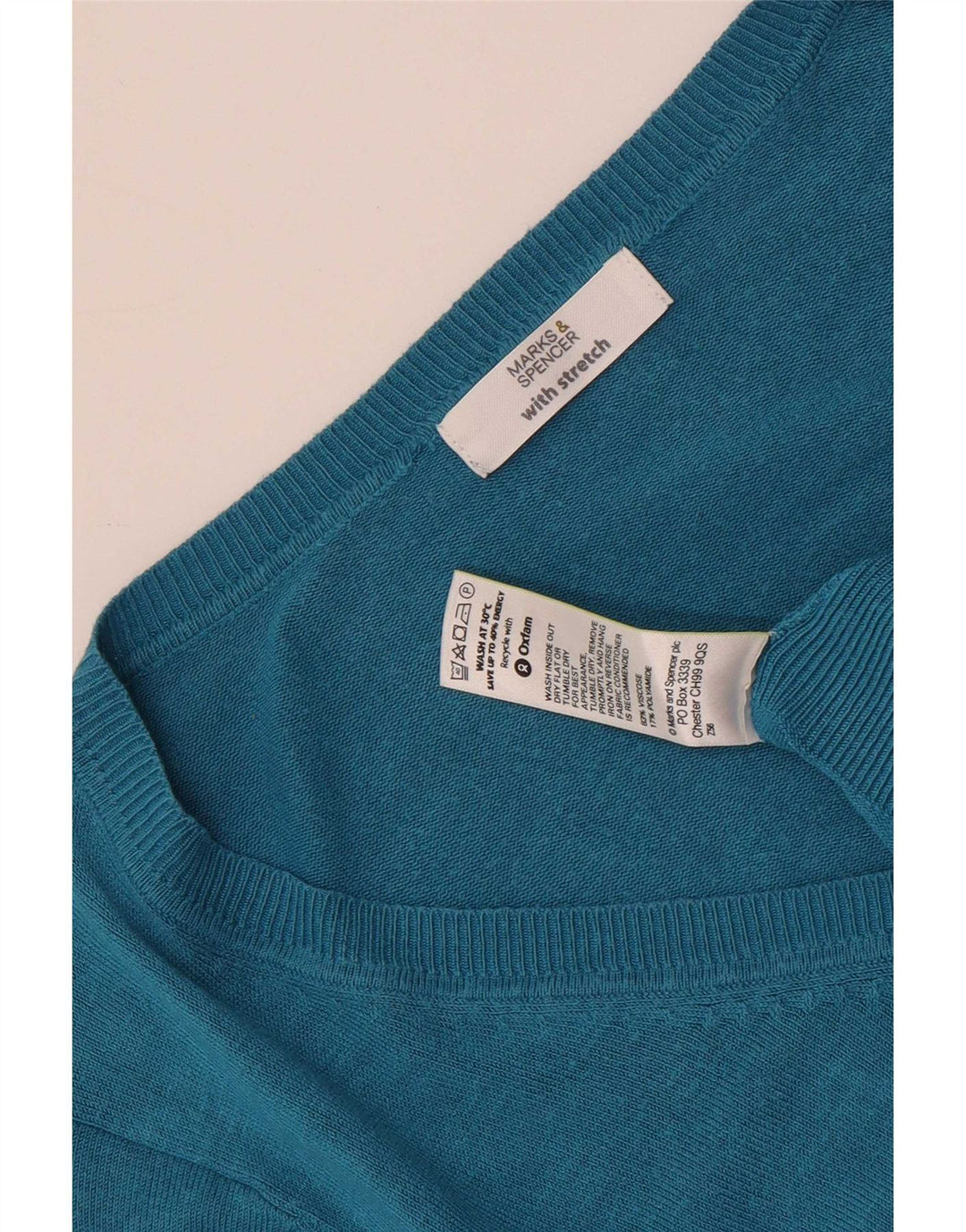 Marks & Spencer Womens V-Neck Jumper Sweater UK 14 Medium Turquoise Viscose