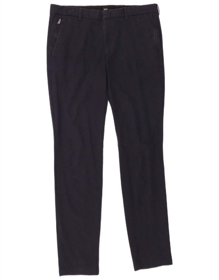 HUGO BOSS Mens Travel Slim Chino Trousers IT 48 Medium W34 L32 Navy Blue