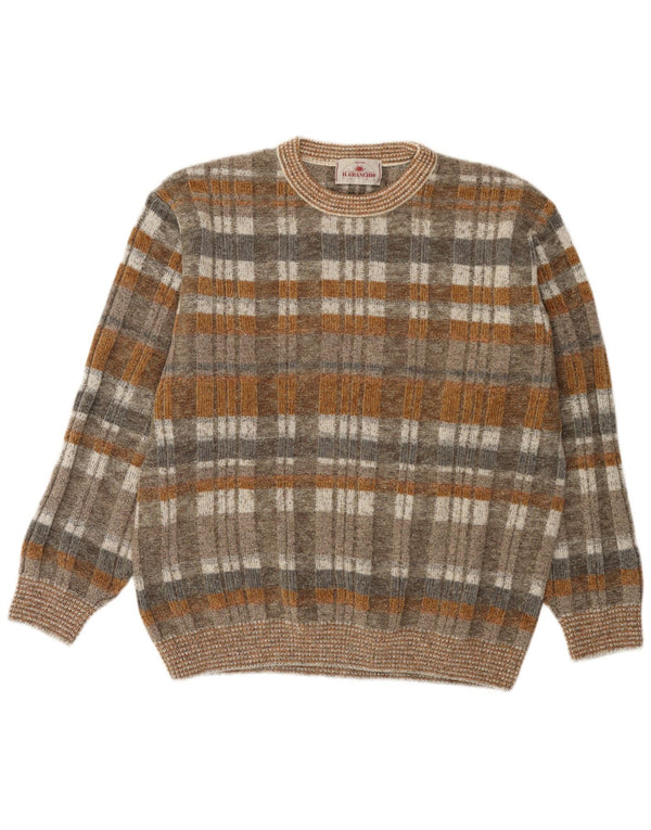 Il Granchio Mens Crew Neck Jumper Sweater Large Brown Wool