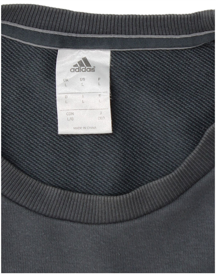 ADIDAS Mens Climalite Sweatshirt Jumper Large Navy Blue Cotton