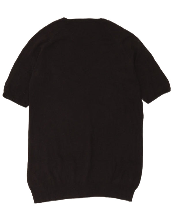 Zara Womens Short Sleeve Boat Neck Jumper Sweater UK 16 Large Black
