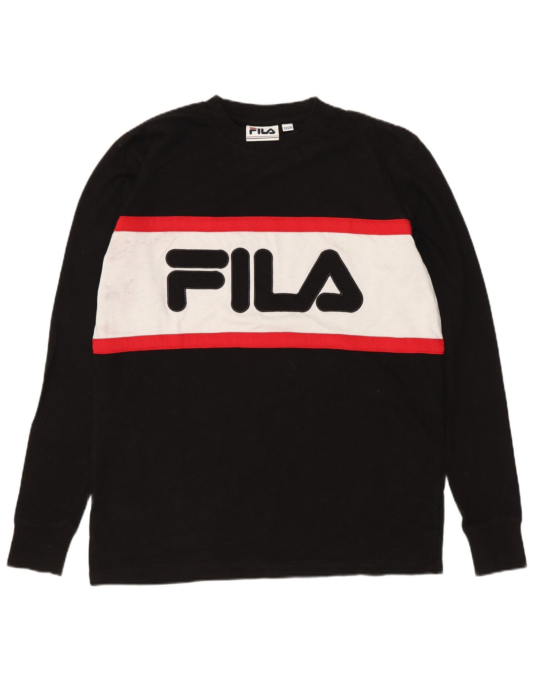 Fila Womens Oversized Graphic Top Long Sleeve UK 2 2XS Black Colourblock