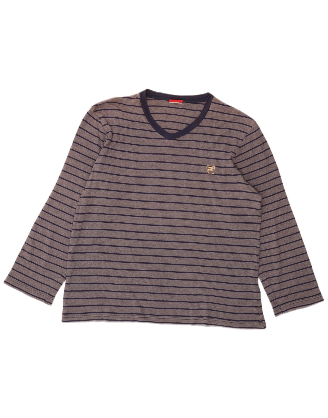 Fila Womens Top Long Sleeve UK 18 XL Navy Blue Striped