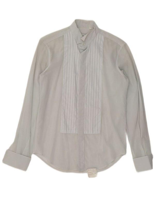 Pal Zileri Mens Formal Shirt Size 14 1/2 37 Small Blue Striped Cotton