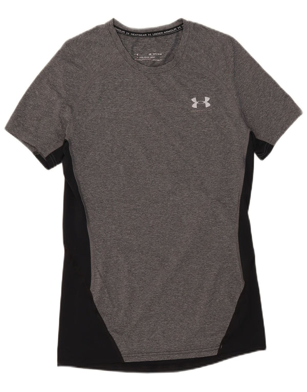 Under Armour Mens Heat Gear T-Shirt Top XS Grey Colourblock