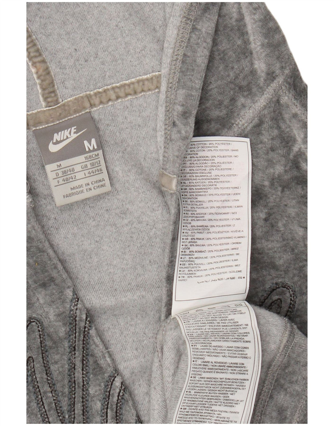 Nike Womens Graphic Hoodie Jumper UK 10/12 Medium Grey Cotton