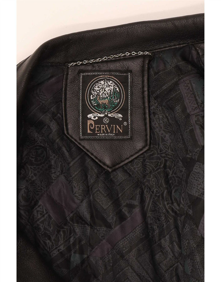 Pervin Mens Leather Jacket UK 42 XL Black