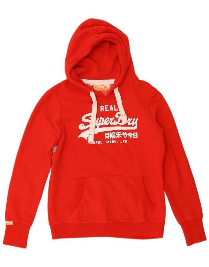 SUPERDRY Womens Graphic Hoodie Jumper UK 16 Large Red Cotton