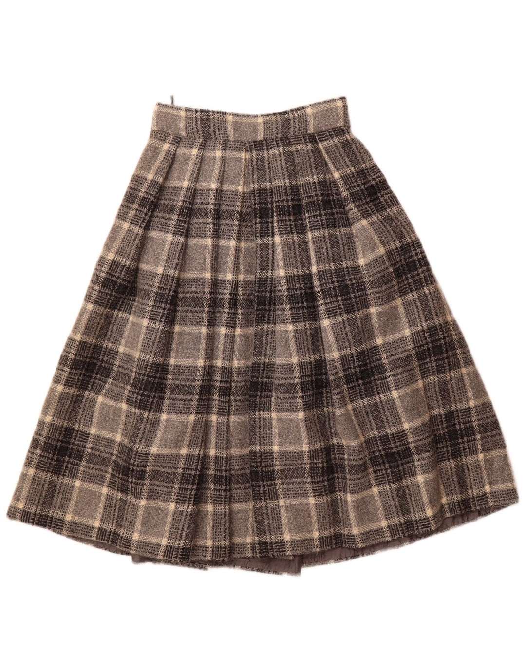 Vintage Womens Pleated A-Line Skirt W26 Small Grey Check