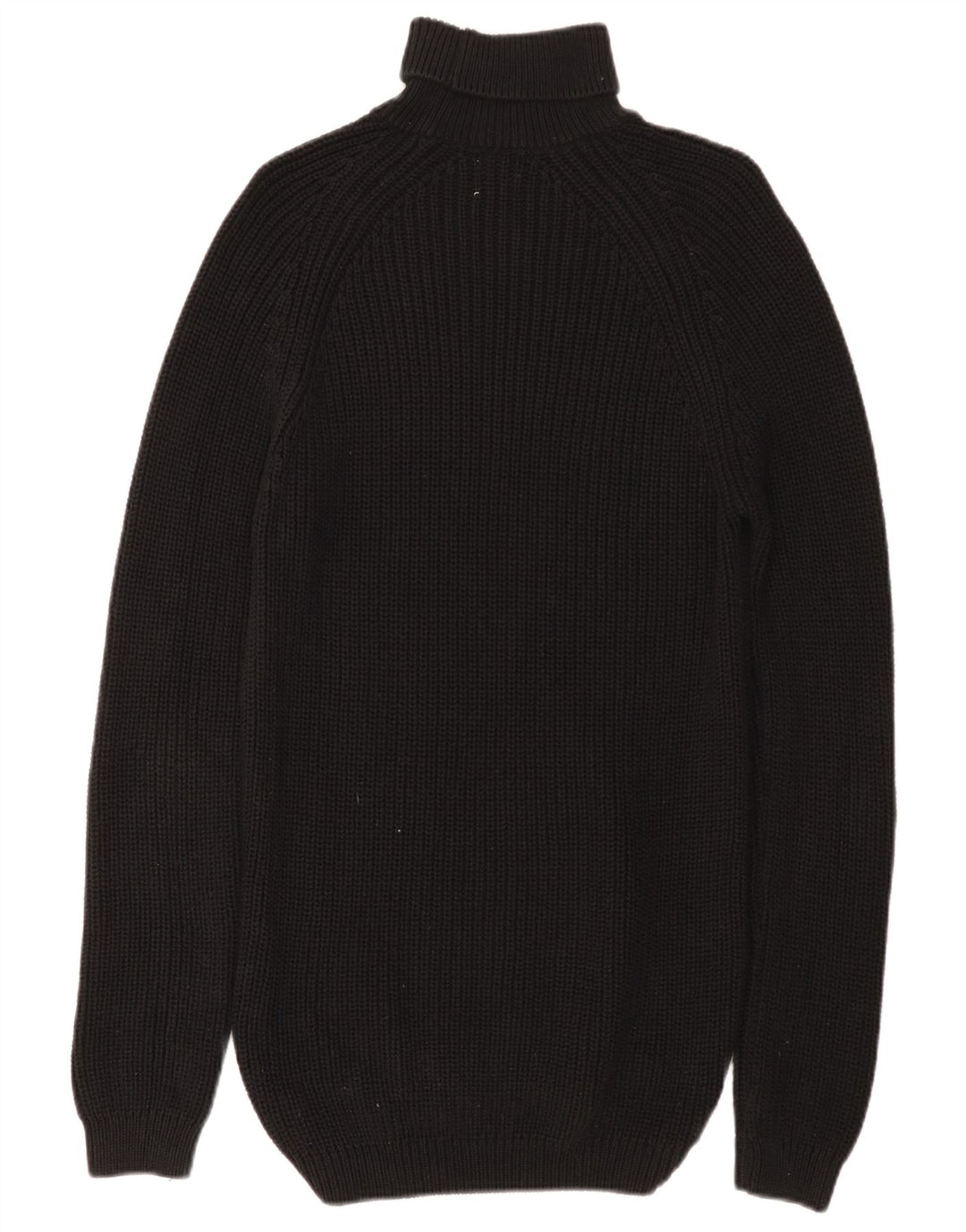 ZARA Womens Longline Roll Neck Jumper Sweater UK 14 Medium Black Cotton