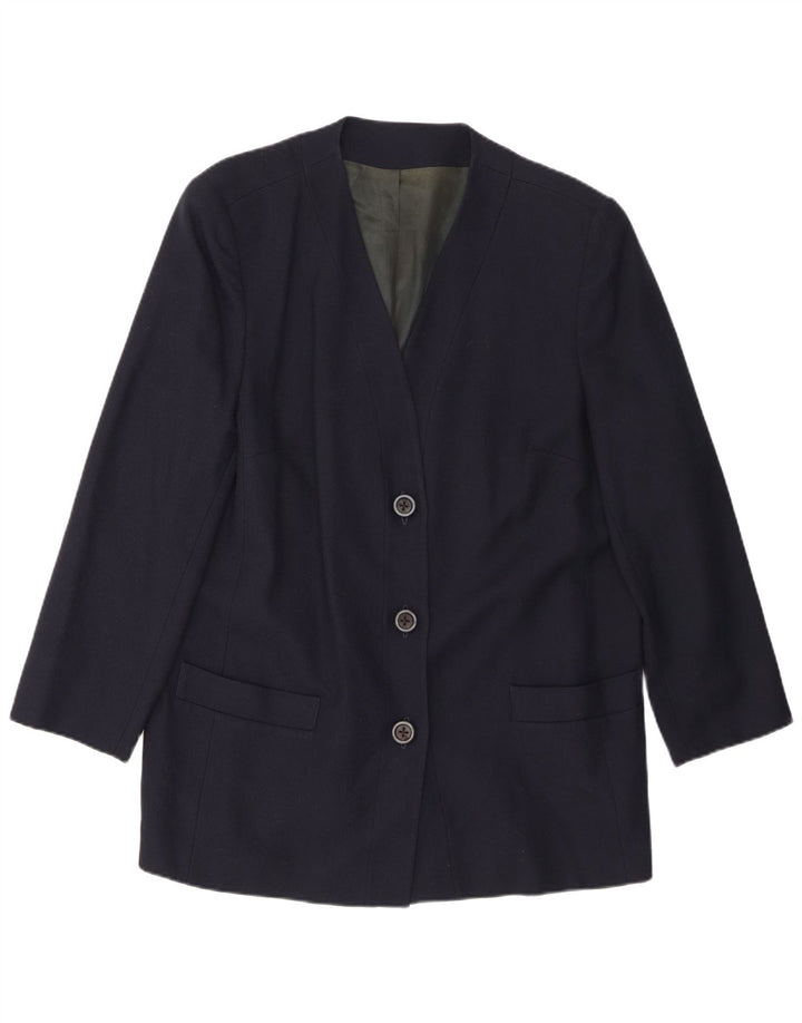 Personal Choice Womens 3 Button Blazer Jacket UK 18 XL  Navy Blue Wool