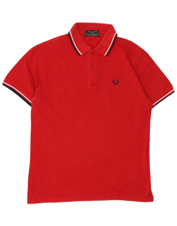 Fred Perry Mens Polo Shirt Medium Red Striped Cotton