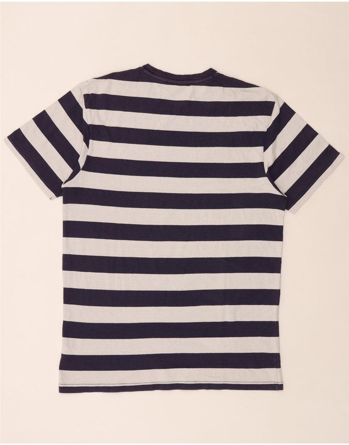 VANS Mens T-Shirt Top Large Navy Blue Striped Cotton