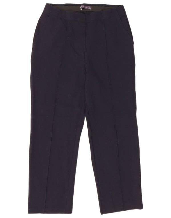 Marks & Spencer Womens High Waist Cropped Trousers UK 12 Medium W30 L24 Nav