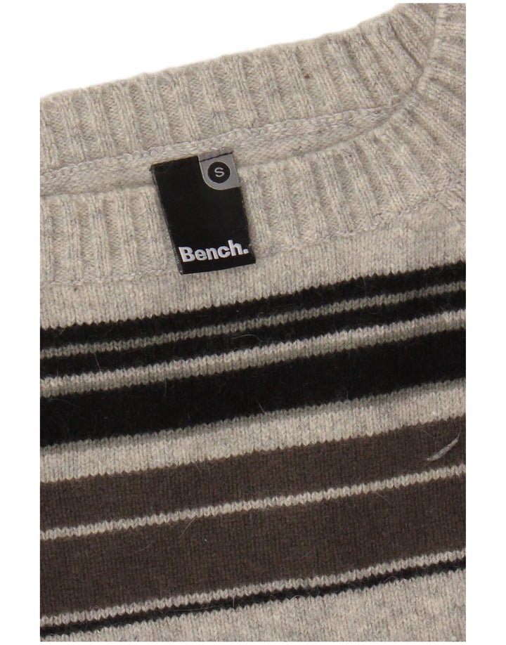 Bench Womens Graphic Boat Neck Jumper Sweater UK 10 Small Grey Striped
