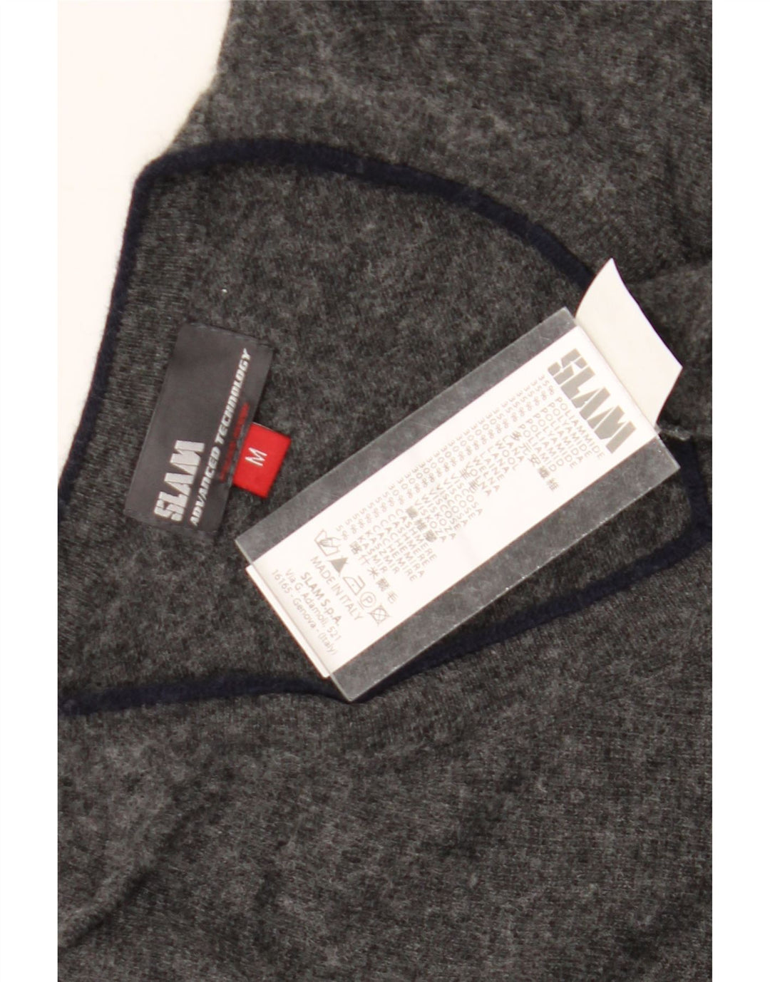 Slam Mens V-Neck Jumper Sweater Medium Grey Polyamide