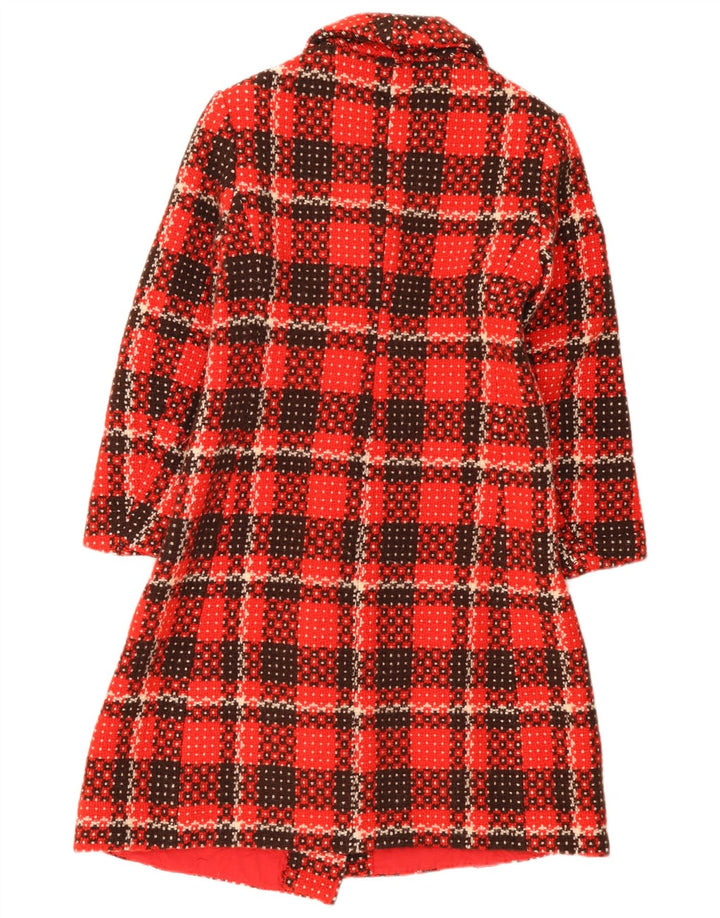 Vintage Womens Double Breasted Coat UK 8 Small Red Check