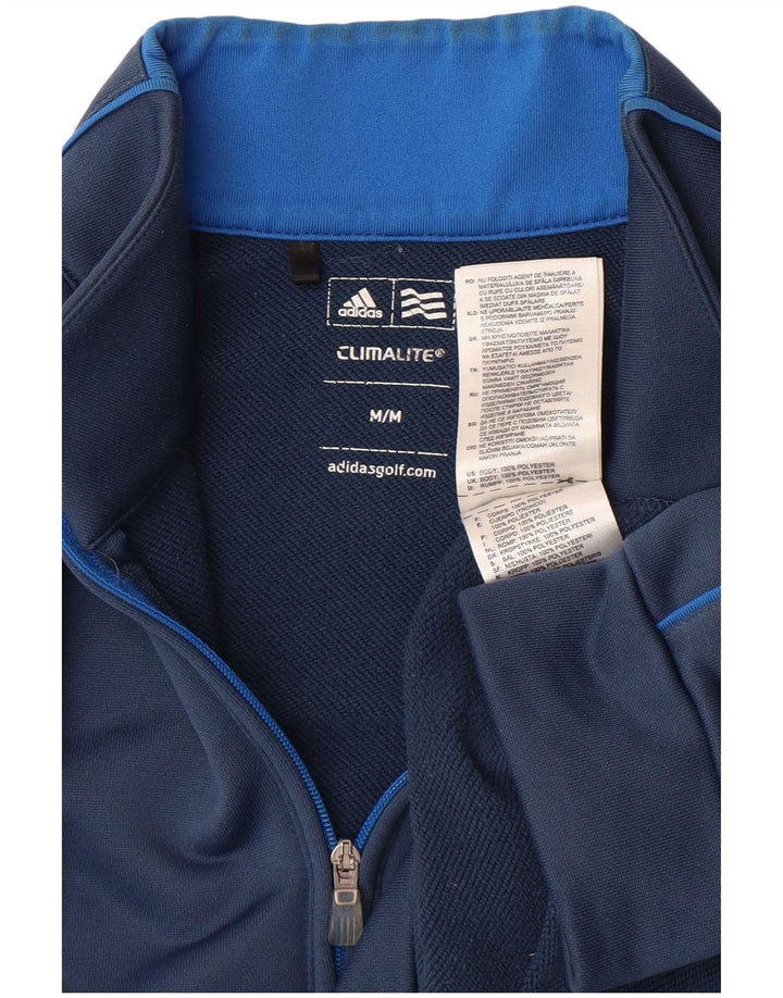 Adidas Mens Climalite Zip Neck Pullover Tracksuit Top Medium Blue Polyester